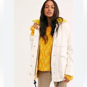 We The Free Cream Teddy Jacket with Yellow Collar